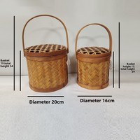 Panier de rangement alimentaire rond en bambou écologique de style chinois, emballage cadeau