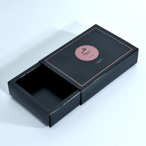 Boîte cadeau de bijoux en carton avec logo personnalisé Boîte de <span class=keywords><strong>dessin</strong></span> de collier Boîte de papier à tiroir coulissant avec mousse noire pour l'emballage de bijoux - Product Image 4