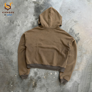 เสื้อฮู้ดดี้ผู้ชายไซส์ใหญ่พิเศษ ผ้าคอตตอน 100% ซิปหน้า ล้างสีแบบแอซิดวอช แต่งลายปัก สไตล์สตรีทแวร์ - Product Image 3