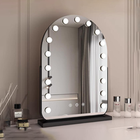 Nouveau Personnalisé Les Deux Côté Saloon Cosmétique 12v Led Miroir Table Maquillage avec Miroir avec Leds Lumières Capteur Pilates Studio 48*36