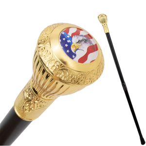 Bâton de marche en alliage d'or luxueux pour gentleman avec motif américain cadeau d'anniversaire de voyage en plein air à la mode et portable - Product Image 1