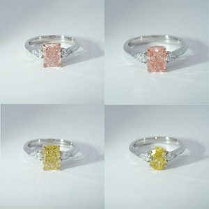 Luxury Fancy Shape Three <b>Stone</b> Lab Diamond Engagement Ring 10k White Gold Diamond Ring Starsgem - Product Image 6