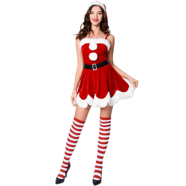 Carnival Santa Claus Green Elf Red Stage Clothes  Jolly Fancy Party Velvet Sets Men Women Couple Cosplay Christmas Costume