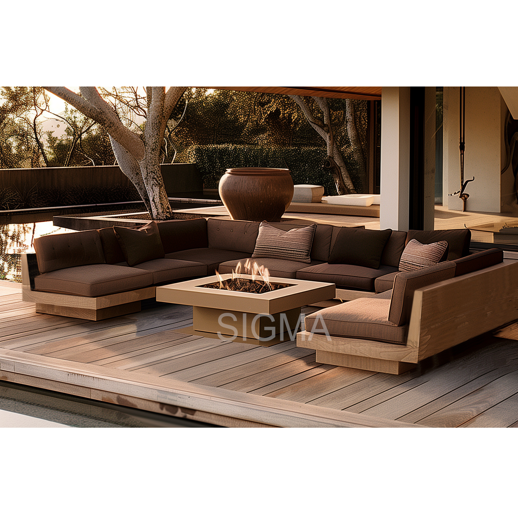 All Weather Luxury Teak Patio Garden sunbed Furniture Sets Outdoor Couch Courtyard Garden double lounge chaise