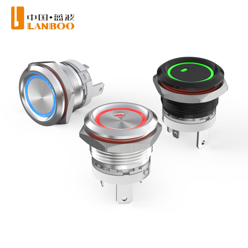 LANBOO 19mm <strong>Push</strong> <strong>Button</strong> <strong>Switch</strong> High-Current Short <strong>Switch</strong> 1NO 5-24V <strong>220V</strong> with Large Contact Surface and Customizable Voltage