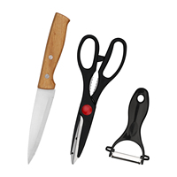 Meilleur prix Lot de 3 couteaux de cuisine au design classique Ciseaux Éplucheur et couteau de chef Logo personnalisable Minimum