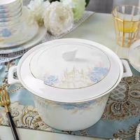 Service de table en porcelaine fine YanJun Royal Noble, design européen, compatible lave-vaisselle/micro-ondes, vaisselle élégante en céramique à motifs floraux pour la maison