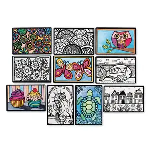 Low MOQ wholesale DIY arts and crafts supplies 8x12inch rectangle cardstocks velvet art colouring posters with markers