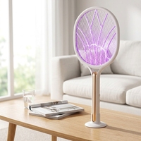 Raquette anti-moustiques électrique 2-en-1 rechargeable avec attraction et répulsif automatiques pour usage domestique, non toxique, couvre 11-20