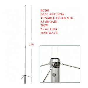 เสาอากาศรีพีทเตอร์วิทยุ UHF แบบ High Gain 8.5dBi รุ่น BC205 ความถี่ 430-490MHz ยี่ห้อ Diamonds พร้อมฐานไฟเบอร์กลาส SO239 และแผนผังการตัดเสาอากาศ ขนาด 2.9 เมตร - Product Image 2