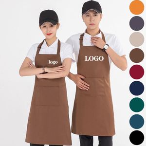 Delantal de Cocina Comercial Ecológico Blanco Personalizado con Mangas, Diseño Moderno, Algodón/Poliéster Natural para Adultos, Barbacoa, Horno - Product Image 1