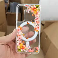 Coque de téléphone transparente magnétique à fleurs, résistante aux chocs, pour Samsung Galaxy S24 FE ultra, filles, femmes, dropshipping
