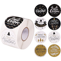 Rollo de Etiquetas Adhesivas Redondas de 1 Pulgada con Diseño de Feliz Navidad para Bolsas de Regalo, Sobres y Sellado