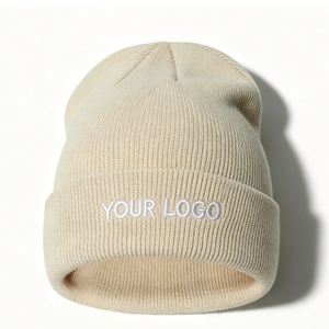 Casquette promotionnelle pour cadeaux d'affaires, vente en gros, tricotée, avec logo brodé personnalisé, bonnet personnalisé - Product Image 1