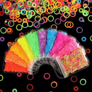 Lentejuelas Circulares Huecas de Neón de 4 mm en Colores Mezclados, Brillantes y Fluorescentes para Decoración de <span class=keywords><strong>Uñas</strong></span>, Encanto Veraniego, Manualidades - Product Image 3