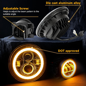 Jeep 7-Inch Round Led Headlights With Halo Ring Off-Road Lighting Kit 4-Inch Fog Lights Set - Product Image 3