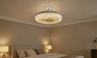 Ventilador de Techo LED E27 Moderno con Luz Regulable, Control Remoto, 3 Velocidades, Base Giratoria, Difusor de Aroma, 3 Aspas para Dormitorio