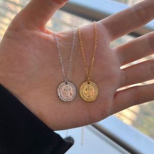 Dylam Wholesale 925 Sterling Silver Vintage Jewelry 18K Gold Plated Jewelry Medallion Coin <b>Cross</b> Pendant Necklace - Product Image 6