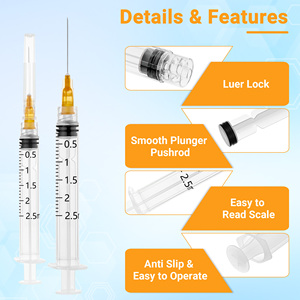 <span class=keywords><strong>Seringue</strong></span> vétérinaire jetable en plastique avec embout Luer Lock, 2,5 ml, <span class=keywords><strong>25G</strong></span>, utilisation multi-animaux, équipement médical - Product Image 3