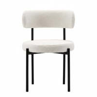 Fauteuil personnalisable, style moderne minimaliste, en velours blanc, chaise de salle à manger confortable et douce pour la salle à manger à domicile