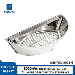Pinnovo Char-Basket Porte-charbon en acier aluminisé, paniers à charbon pour grillades indirectes, compatibles avec les grils à charbon de bois de grande taille - Product Image 1