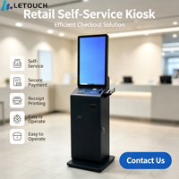 Kiosque libre-service aéroportuaire LEHUA 32 pouces avec écran LCD, scanner de passeport, imprimante de cartes d'embarquement, écran tactile capacitif, OEM/ODM