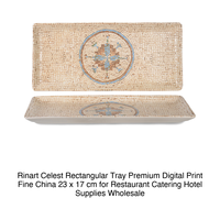 Plateau de service rectangulaire Celest 23 × 17 cm en porcelaine fine de qualité supérieure avec impression numérique Rinart