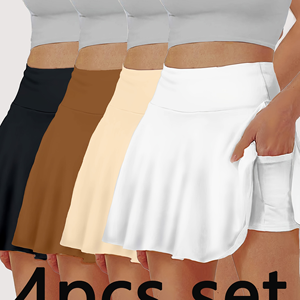 Ensemble de 4 jupes de sport évasées à taille haute en crochet uni SWEET BABE - Product Image 1