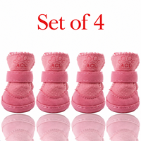 Bottes pour chien doublées de polaire, chaussures d'hiver pour animaux de compagnie, motif empreinte de patte, sangle réglable auto-agrippante, chaussures pour chiot