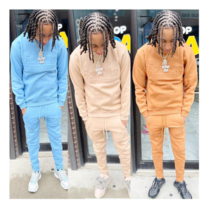 Phổ Biến Mới Tracksuit Dập Nổi Biểu Tượng Người Đàn Ông Jogger 2 Mảnh Bộ Chàng Trai Quần Áo Bộ - Product Image 1