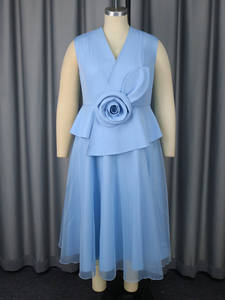 Vestidos Elegantes con Cuello en V y Estampado Floral 3D para Mujer Talla Grande - Product Image 5