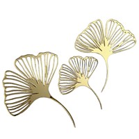 Prix de gros 3pcs Golden Ginkgo Leaf Gâteau Décoration Fournitures Acrylique Gâteau Cuisson Gâteau Topper pour Fête Décoration Fournitures