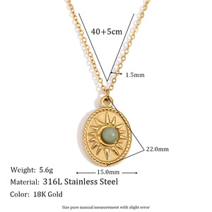 Collar de trébol de acero inoxidable chapado en oro de 18 quilates, piedra natural, perla, Ojo de Diablo, mármol, colección de collares con colgante gratis de deslustre - Product Image 6
