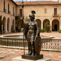 Statue de sculpture en bronze sur mesure, style paysage rétro, ornement héros romain antique pour entrée de villa