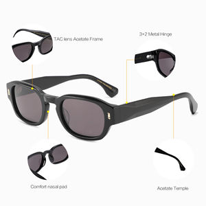 Lunettes de soleil en acétate à petite monture, vente en gros d'usine, logo personnalisé 2025, lunettes de soleil polarisées UV400 en acétate - Product Image 4