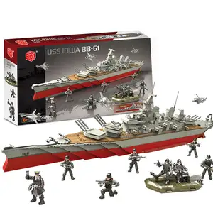 Набор игрушек для строительных блоков военных кораблей с военными фигурками, сборными игрушками, развивающими головоломками, 2075 шт.