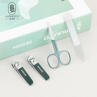 Ensemble de coupe-ongles Longhui durables à tête arrondie, en acier inoxydable, tranchants, kit de 4 pièces, outils de manucure et de beauté avec boîte cadeau OEM/ODM