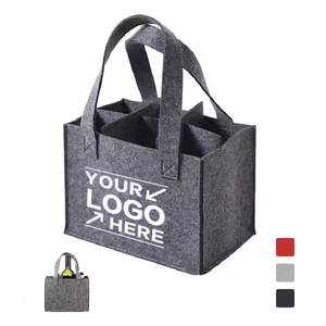 Felt Wine Tote Bag with Dividers for 6 Bottles Gifts Professional Carry Storage Protection Durable Reusable Transport - Product Image 1