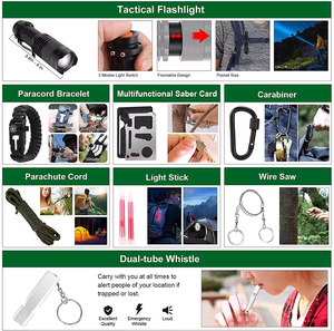 Kit de survie SOS pour les voyages, trousse de premiers soins, équipement de camping en plein air, équipement d'urgence automobile, auto-défense, sauvetage, qualité industrielle - Product Image 5