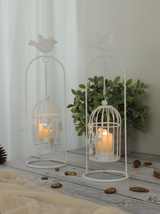 Delicate Wrought Iron Birdcage Tea Light Candle Holder <strong>White</strong> <strong>Candlestick</strong> for Home Decor Party - Product Image 4
