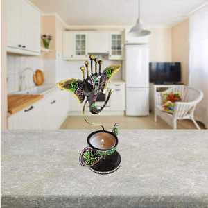 Portavelas Decorativo Pintado a Mano con Diseño de Ganesh, Ideal para Sala de Pooja, Hogar, Festividades, Ceremonias y Regalos - Product Image 4