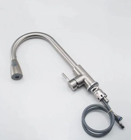 Prix bas Robinets d'évier de cuisine avec pulvérisateur à tirette Mitigeur Nickel brossé Robinet de cuisine à tirette Argent Moderne