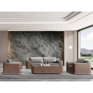 आधुनिक पु चमड़े के कार्यालय डिजाइन अनुभागीय सोफा लिविंग रूम और कैफे आर्मचेयर सेट अपार्टमेंट और होटल के उपयोग के लिए - Product Image 1