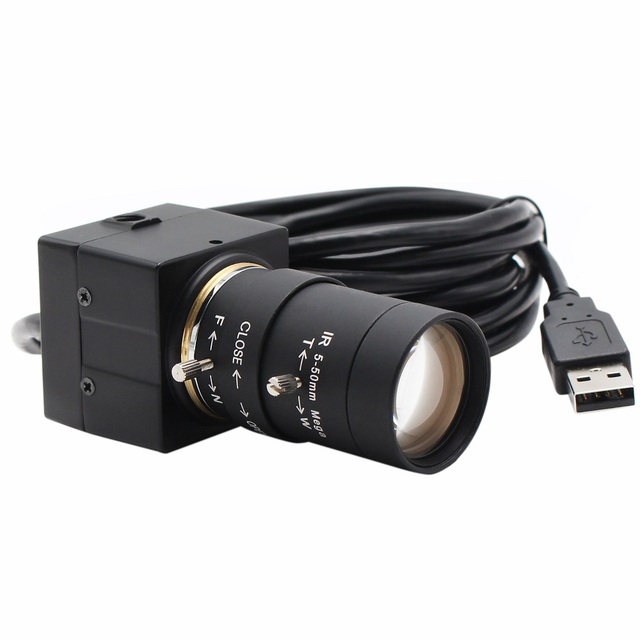 Global Shutter USB Camera 60fps High Frame Rate with 5-50mm Manual Focus Lens, 720P HD Monochrome Webcam (AR0144 Sensor)
