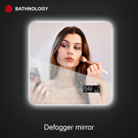 Miroir de salle de bain moderne avec capteur tactile LED, anti-buée, miroir carré avec éclairage LED