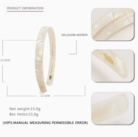 Serre-tête simple en acétate de 1,5 cm de large, fait main, style français, couronne haute, accessoire capillaire pour femme