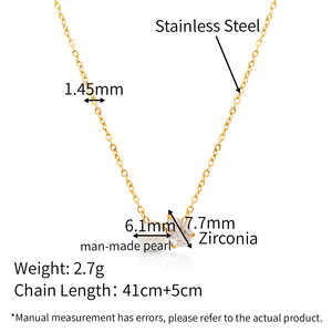 Chris April joyería de moda 316L Acero inoxidable PVD chapado en oro gota de agua lágrima perla circón colgante collar - Product Image 2