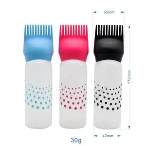 New Empty 6 Oz Hair Oil Dispensing Salon Coloring Dye Comb Applicator Squeeze Plastic Bottle