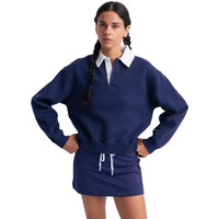 Ensemble décontracté polo brodé à manches longues KY, sweat-shirt à col polo et mini-jupe, col contrastant, vente en gros