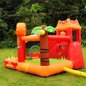 MANLIAN Kastil Tiup Baru Hutan Hujan Tropis Seluncuran Air Singa Kombinasi Trampolin Indoor/Outdoor Bahan PVC 4-Orang - Product Image 4